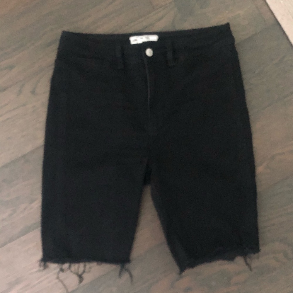 Black denim shorts